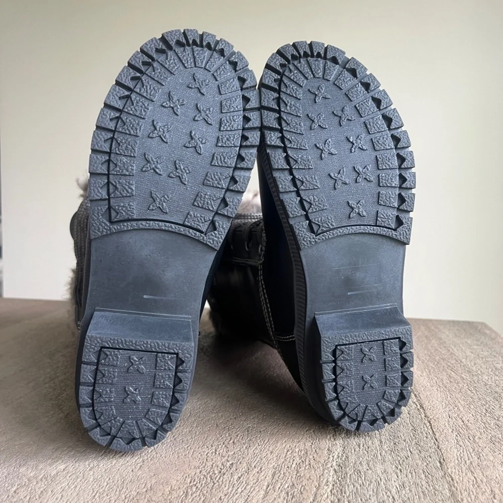 KIDS London Fog Melton Boots, Size 7, Black and Gray